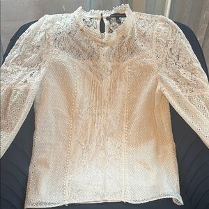 White House Black Market Cream Lace Blouse
